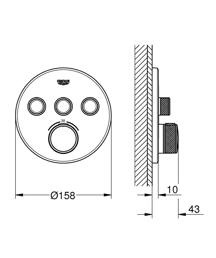 Grohe Grohtherm SmartControl 29121GN0 смеситель для душа холодный рассвет