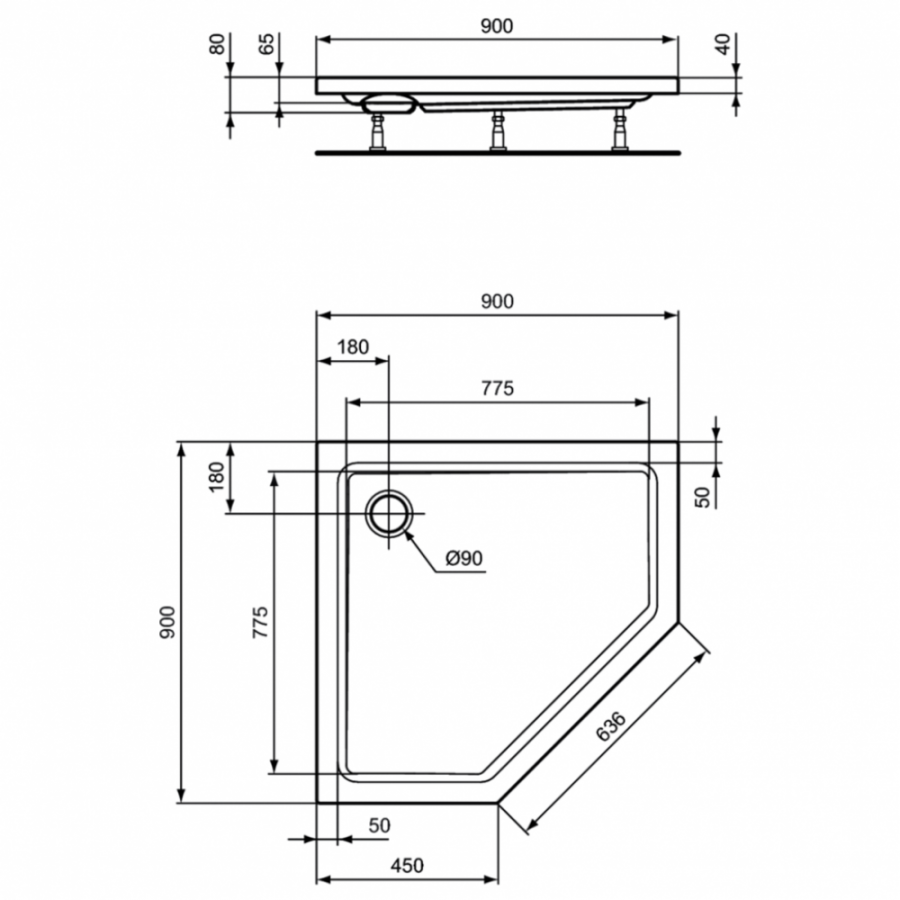 Ideal Standard Hotline душевой поддон 90х90 K278301