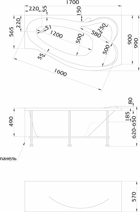 Marka One Gracia 07864 панель лицевая для ванны R/L