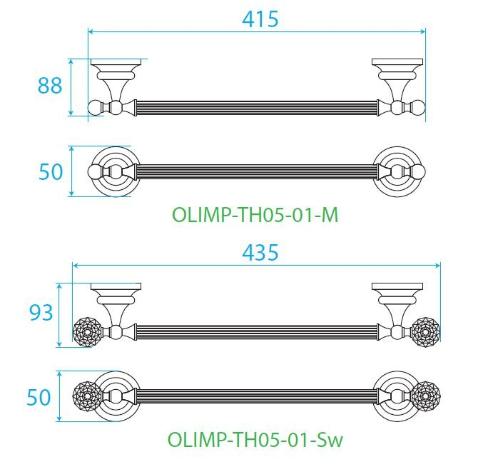 Cezares Olimp полотенцедержатель 40 см хром OLIMP-TH05-01-M