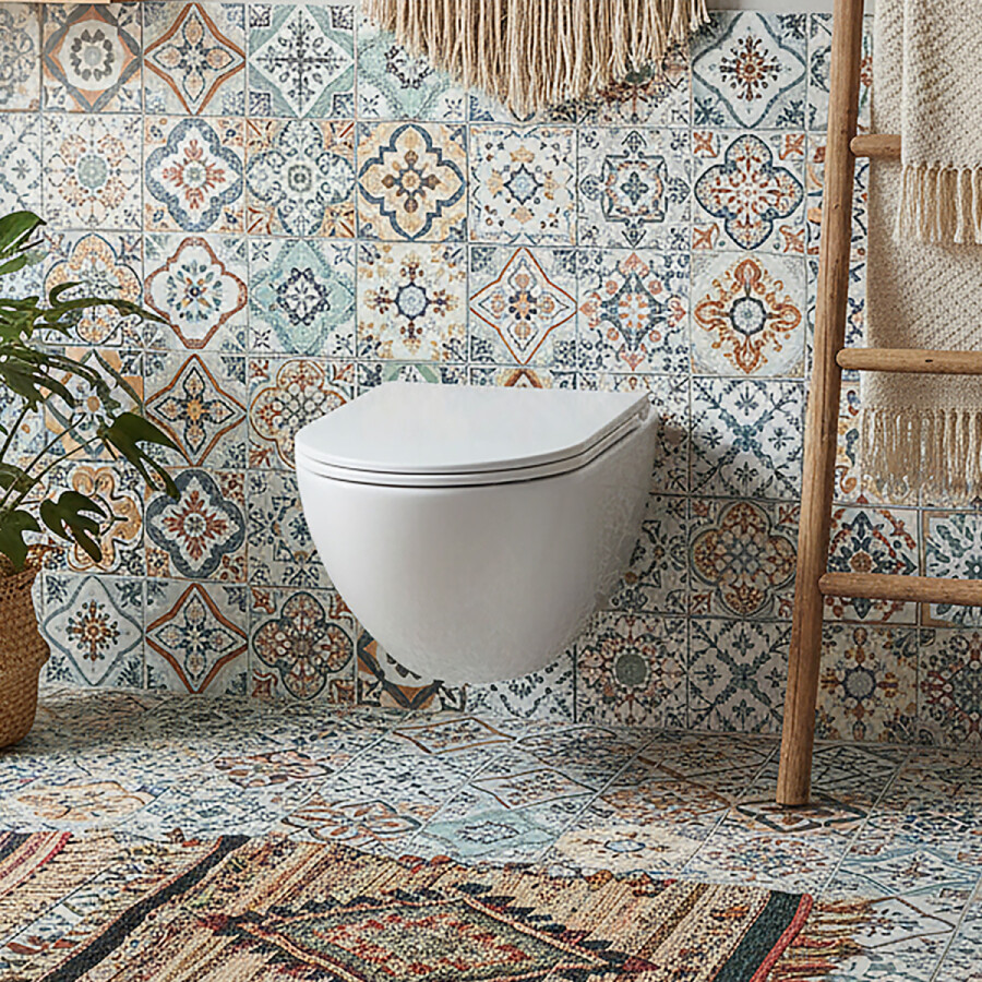 Унитаз подвесной Azario Rumba360х520х365 безободковый, система смыва "Скрытое Торнадо", с быстросъемным сиденьем "Микролифт" AZ-5175T-WHT