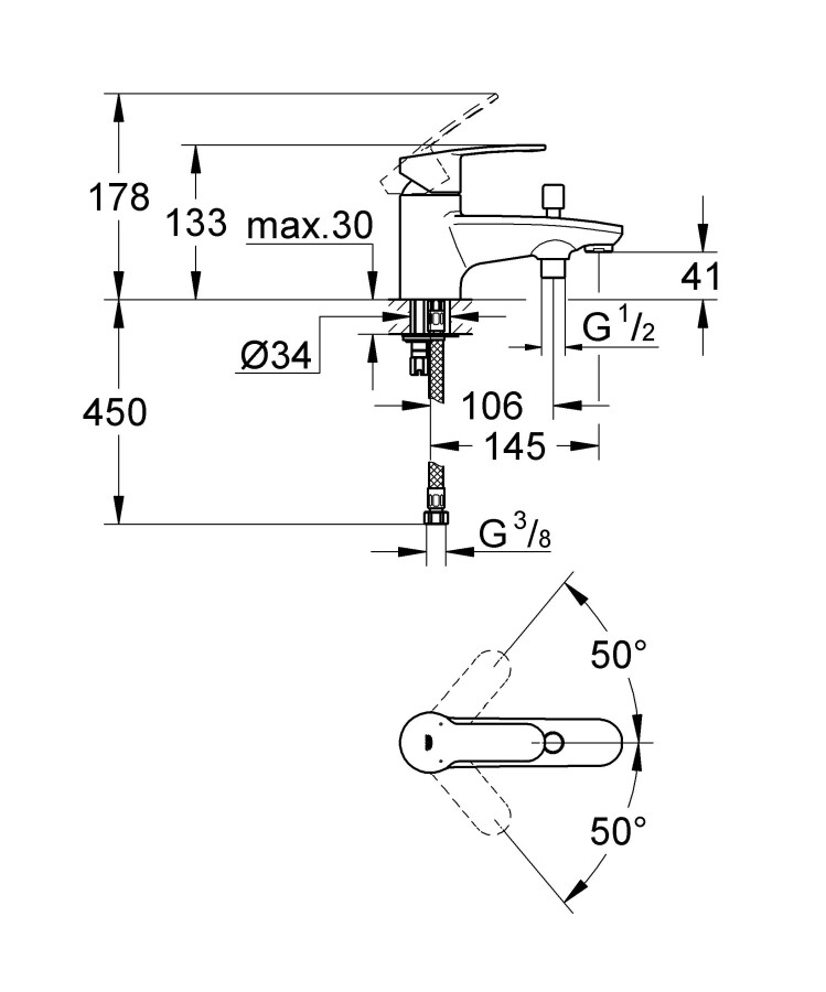 Grohe Eurostyle Cosmopolitan 33614002 смеситель на борт ванны хром