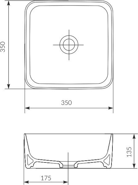 Cersanit CREA-35 SQUARE UM-CRE35/1-oc-S раковина накладная