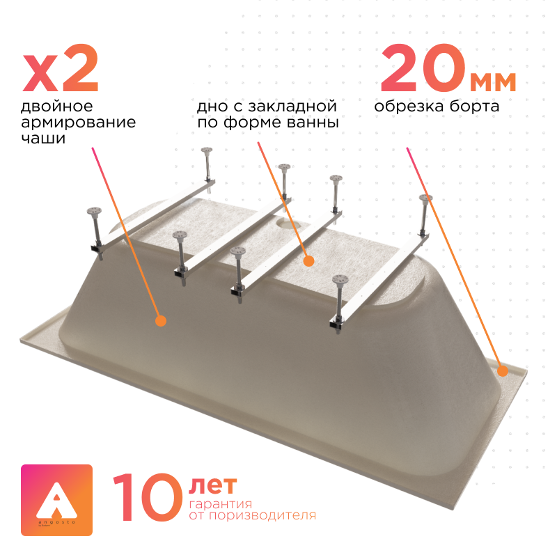 Акриловая ванна Radomir Прованс Ангосто 180х80х64 1-01-0-0-8-185