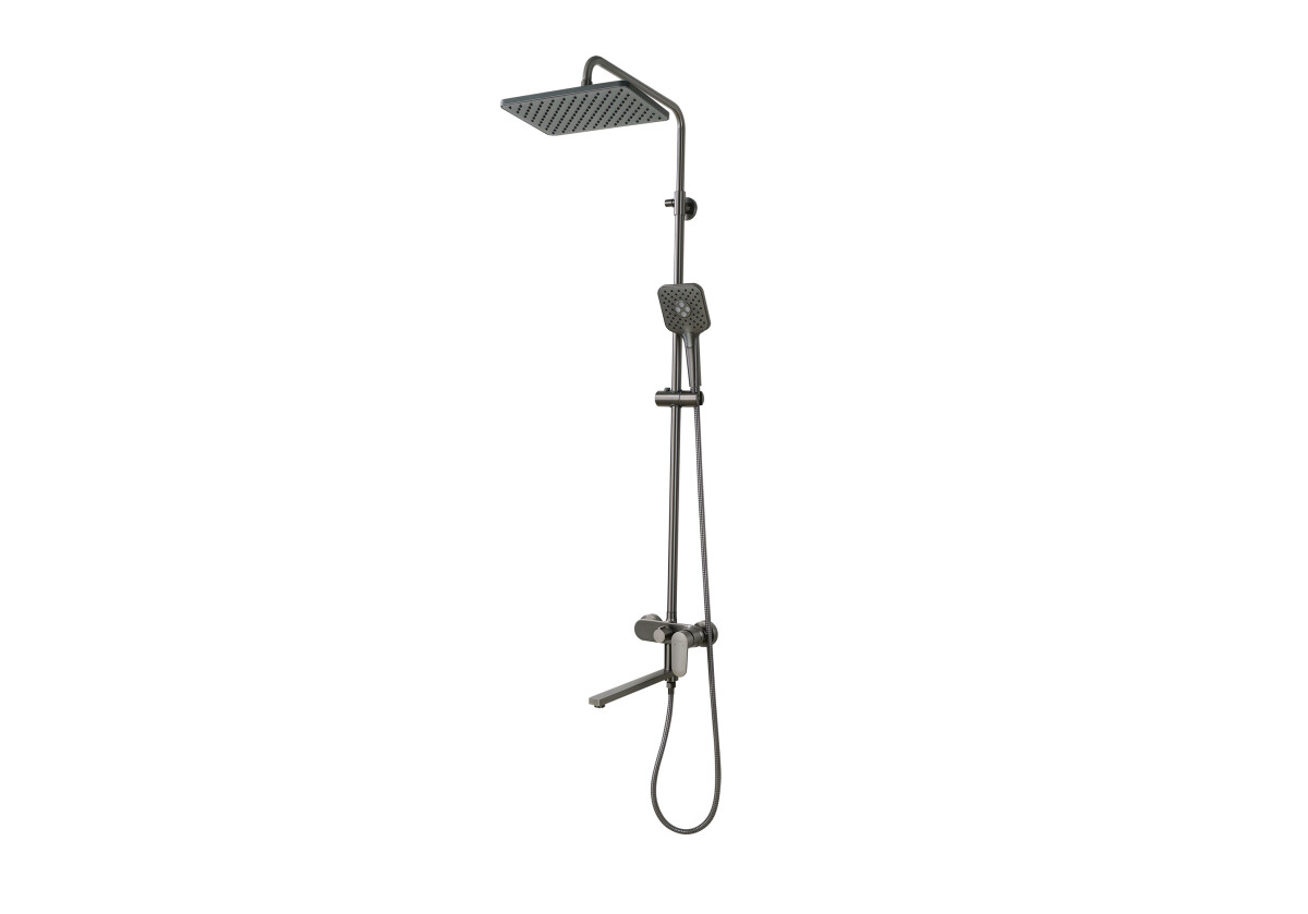 Душевая система 3 jet, смеситель для ванны с длинным изливом, Ника AQ2840BGM, оружейная сталь