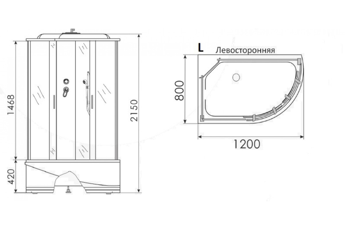 Erlit ER 3512TPL-C3 Душевой бокс 120*80*215 L