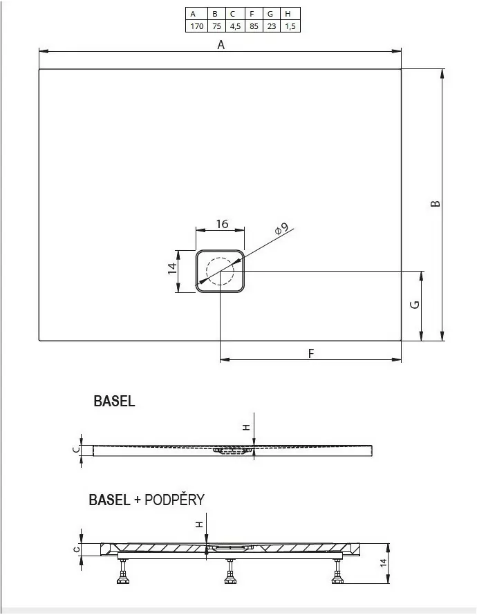 Riho Basel 423 душевой поддон акриловый 170х75 DC330050000000S