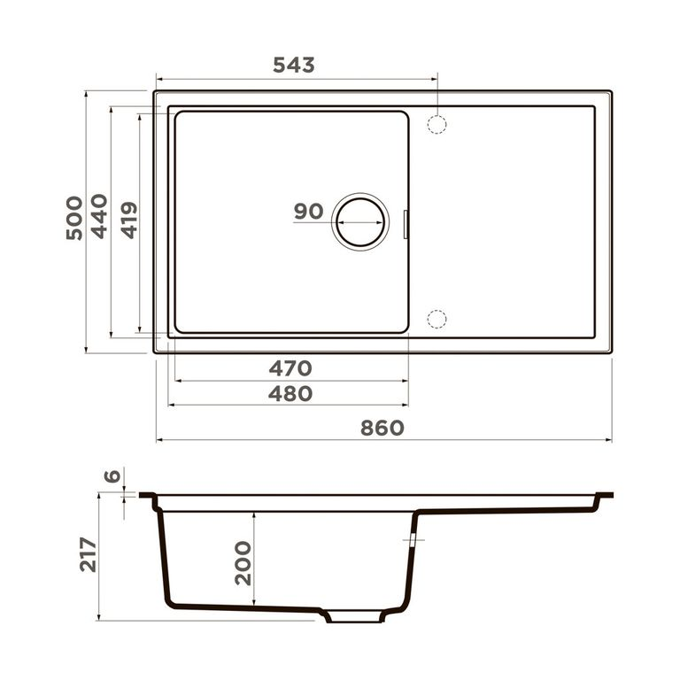 Omoikiri SINTESI 86 мойка кухонная белый 4997131