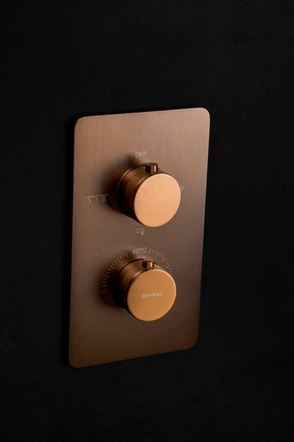 Смеситель встраиваемый с термостатом 3-х проходной Boheme Cell Thermo Brushed Bronze 134-3-BRB