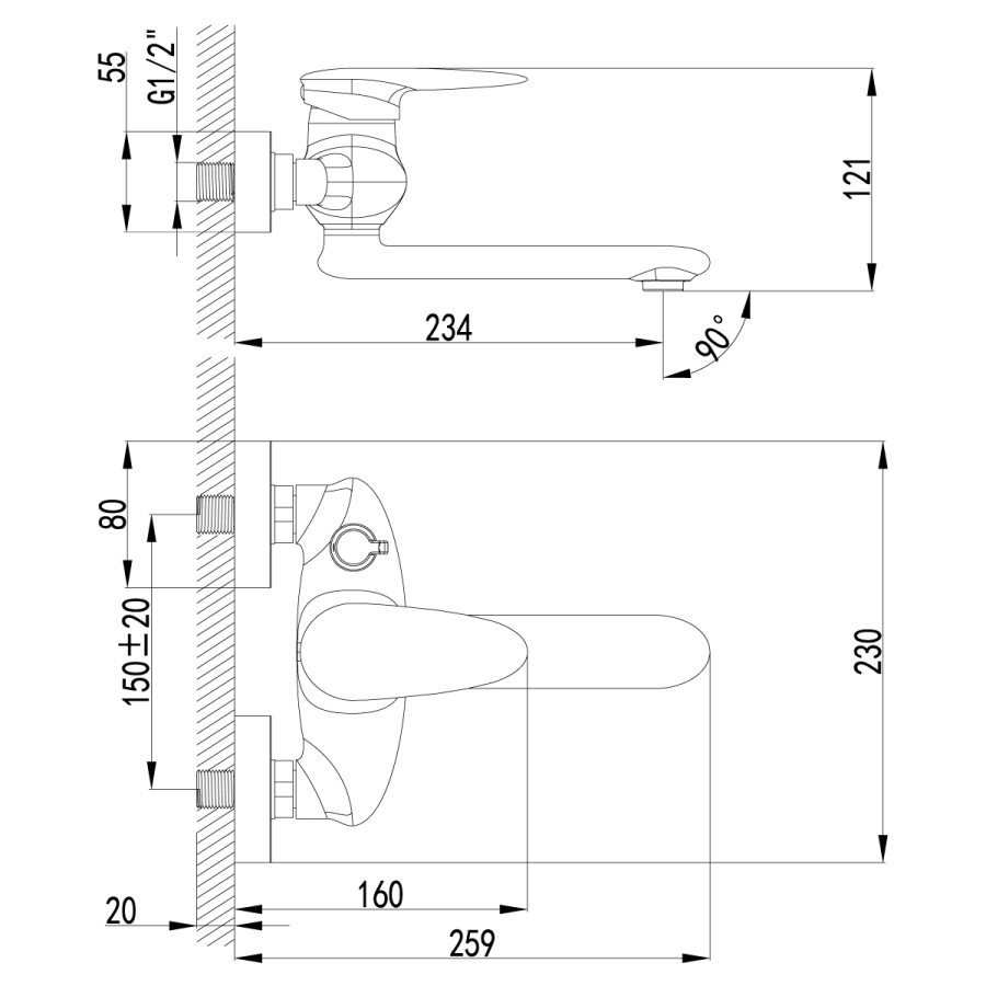 Lemark Status смеситель для ванны LM4414C