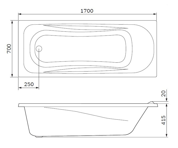 Am.Pm Sense 170*70 ванна акриловая W76A-170-070W-A