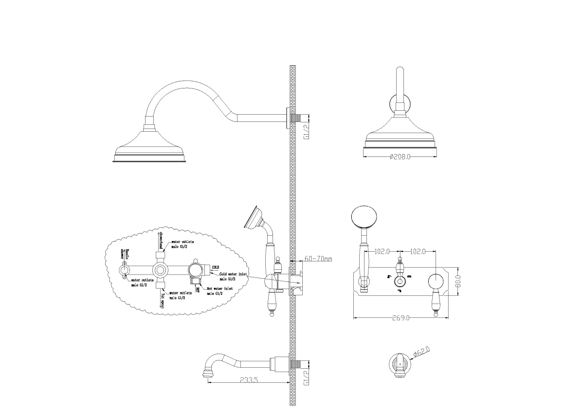 Душевая система с изливом Boheme Brilante Ripresa Хром / Swarovski 348