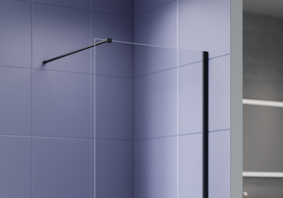 Aquatek AQ.WI.120.1BL Душевая перегородка Walk In 120см с держателем 1200мм черный матовый прозрачное