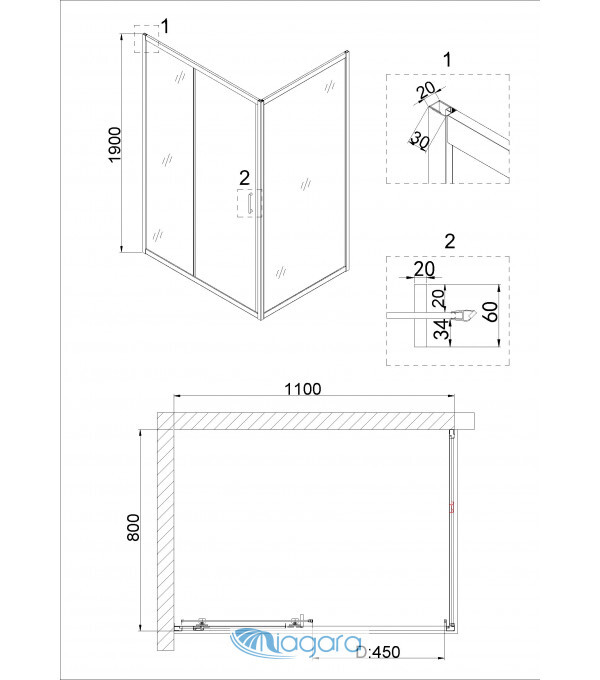 Душевой уголок 110x80 Niagara NG-62-11A-A80