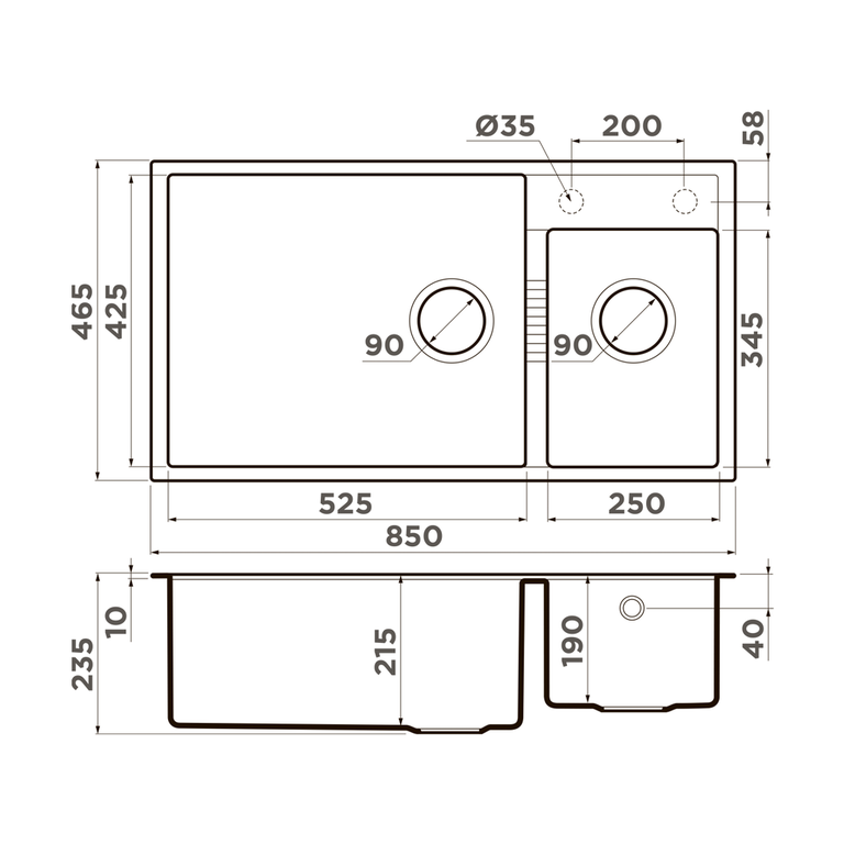 Omoikiri TEDORI 85-2-U мойка кухонная ваниль 4993941