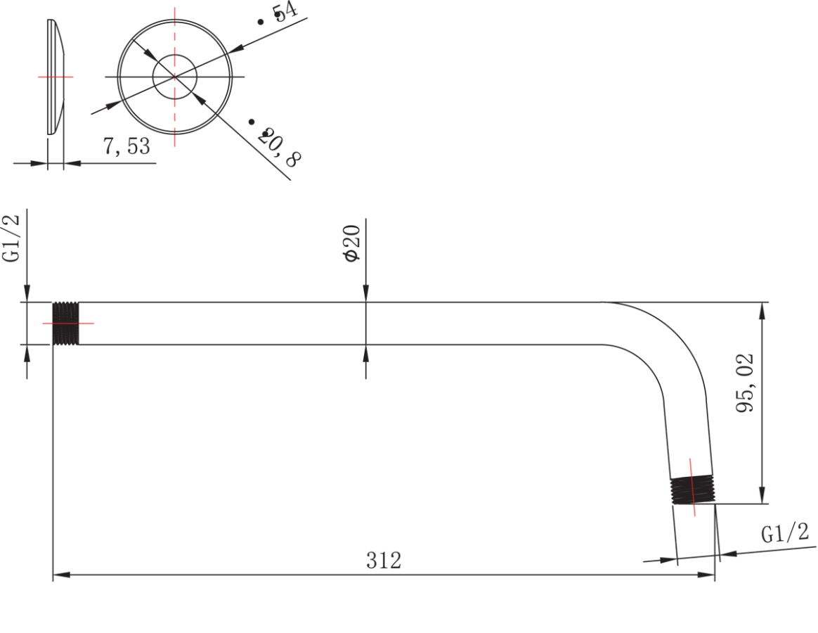 Lemark держатель лейки верхнего душа LM8029C