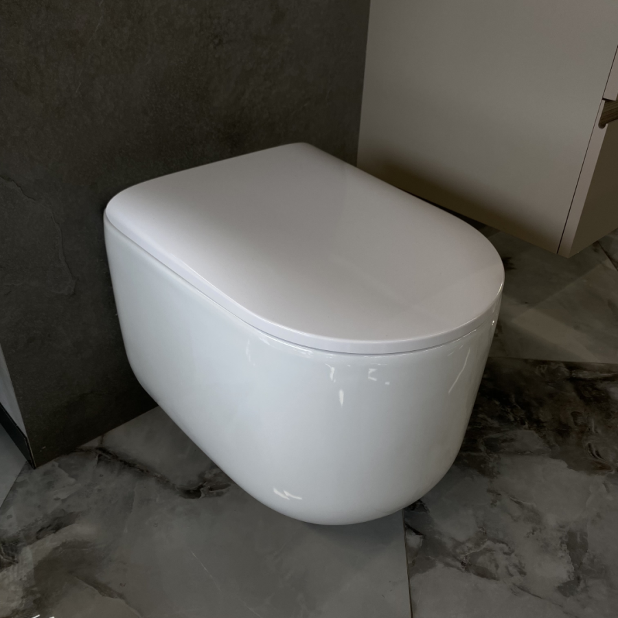 Унитаз подвесной Boheme Flow Белый глянец c крышкой, Торнадо 969-SET-W