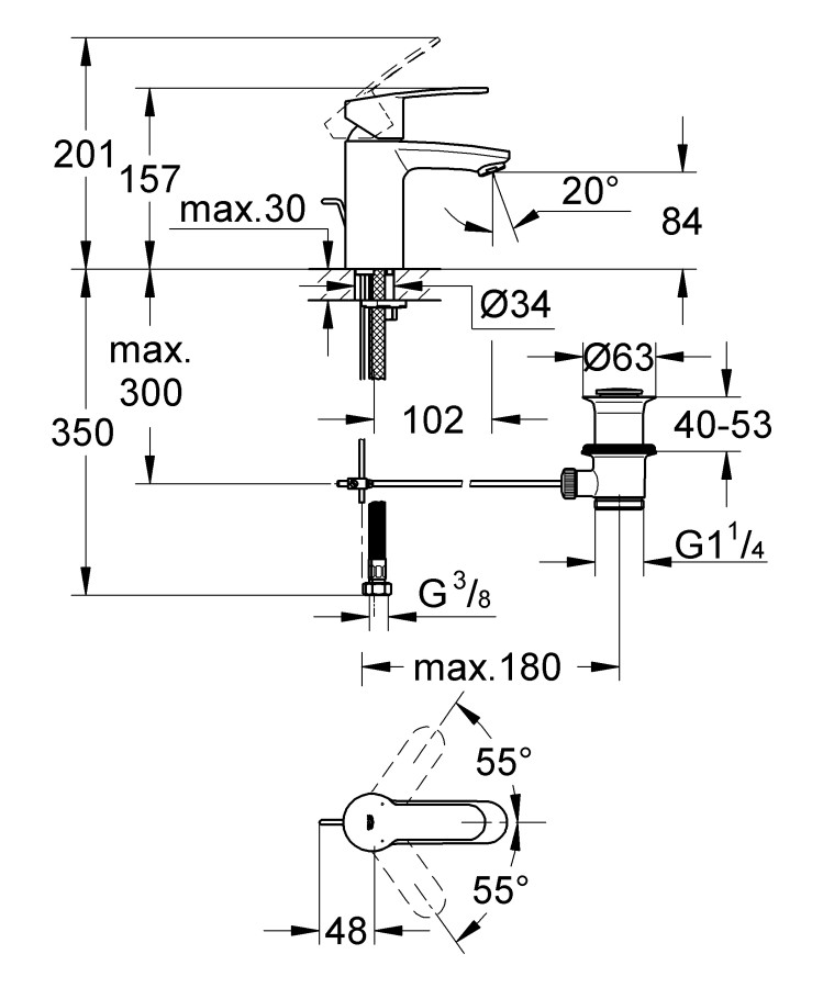 Grohe Eurostyle Cosmopolitan 33552002 смеситель для умывальника 35 мм