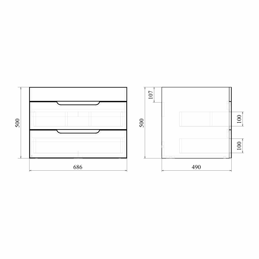 Mirsant Soho Quadro 70 тумба подвесная (раковина Deep-70) УТ000085823+УТ000081325