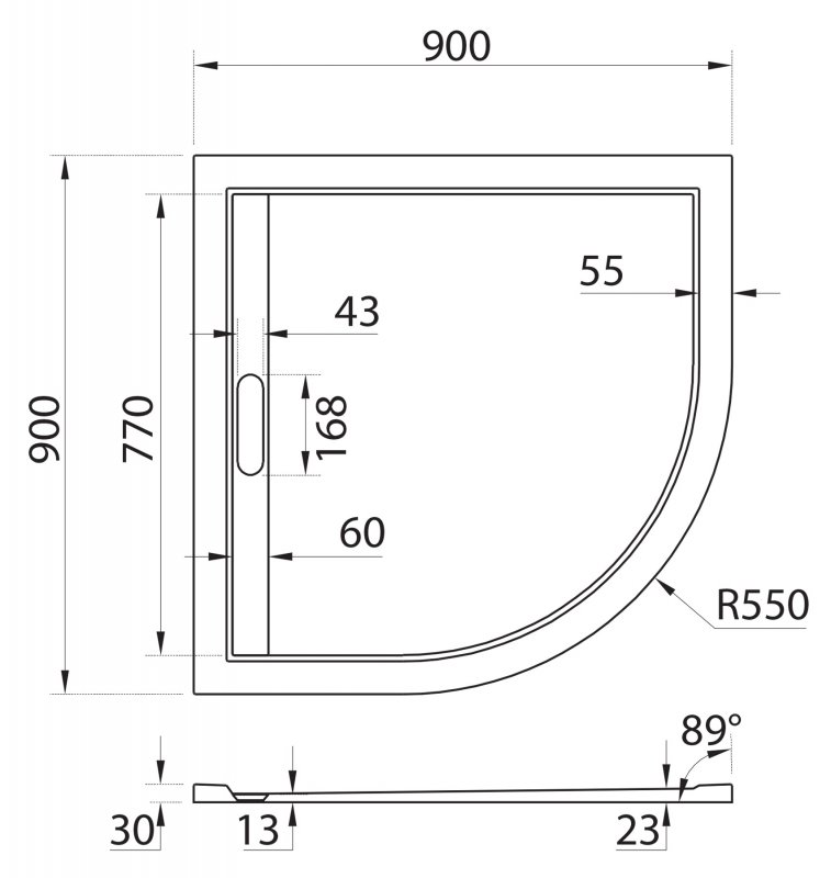 Cezares Tray поддон из иск. мрамора 90х90 TRAY-AS-R-90-30-W