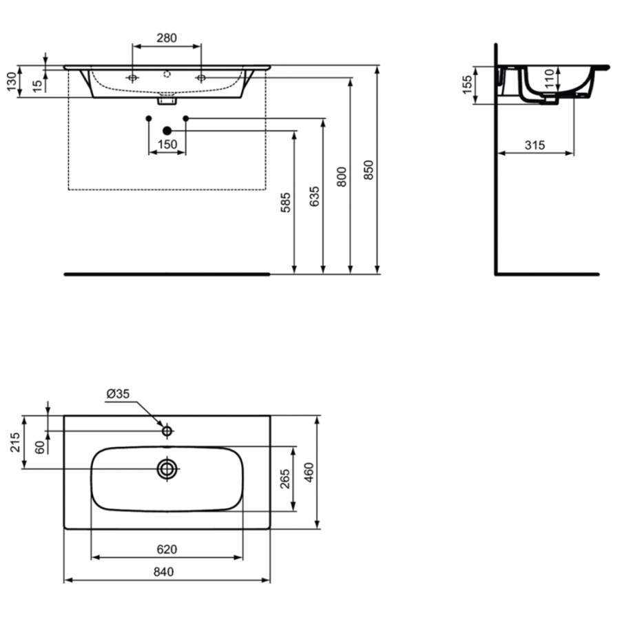 Ideal Standard i.life раковина 84х46 см T462001