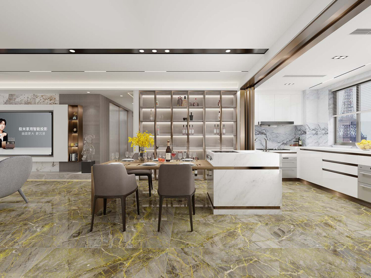 Керамогранит Azario Cortez Gold 60x120 Carving H18004008G