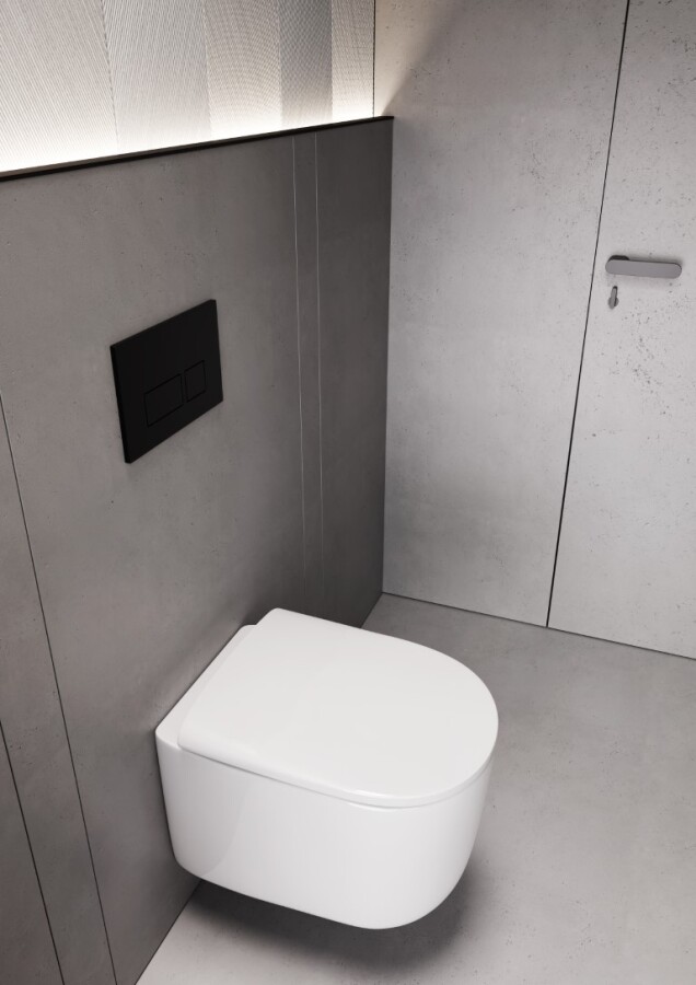 Унитаз подвесной Boheme Flow Белый глянец c крышкой, Торнадо 969-SET-W