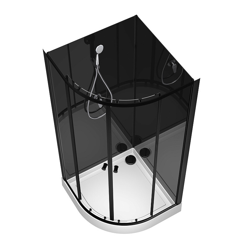 Душевая кабина Loranto NEO 90x90x(190+15) c низким поддоном 15см, прозрачное стекло 5 мм, профиль черный-матовый CS-21800BP