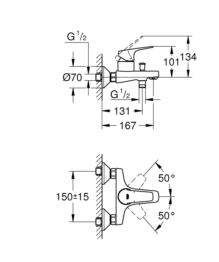 Grohe Start Flow 23772000 смеситель для ванны хром