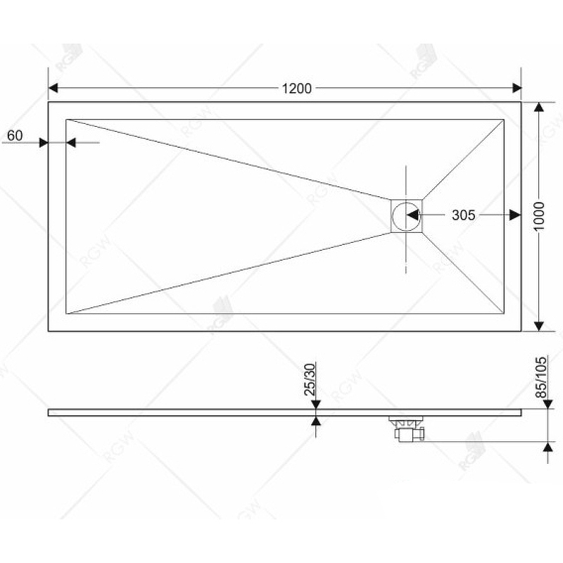 RGW Stone Tray душевой поддон 100х120 см 16152012-06