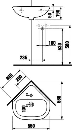 Jika Olymp 8166120001041 умывальник угловой 45 см