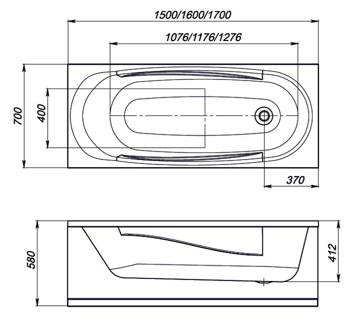 Domani-Spa Standard 150*70 ванна акриловая прямоугольная