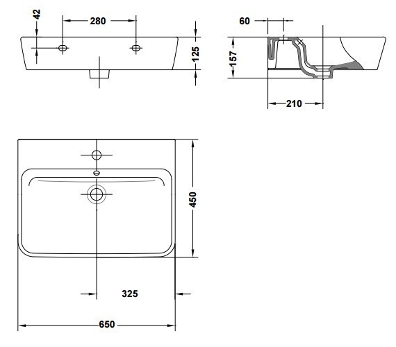 Gala Emma Square 27020 раковина подвесная 65x45 см