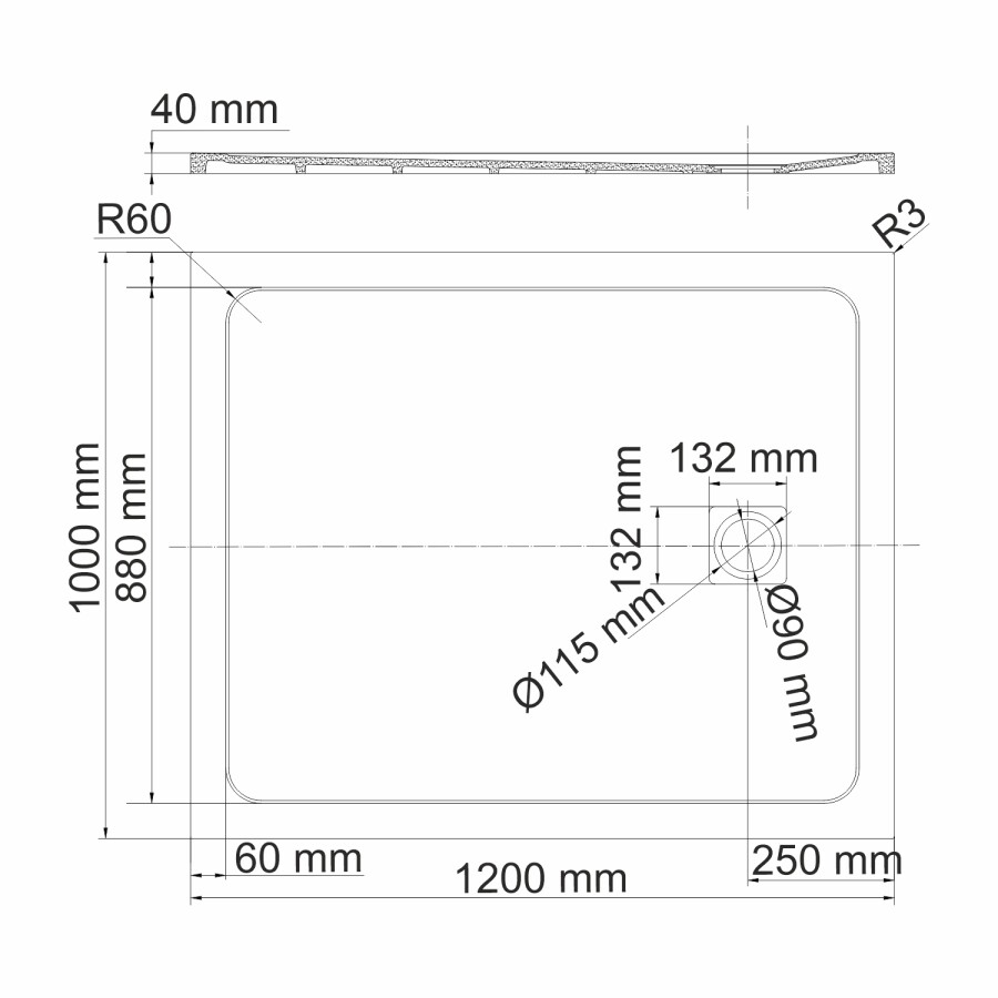 WasserKRAFT Neime 19T10 душевой поддон из искусственного камня 120*100*4