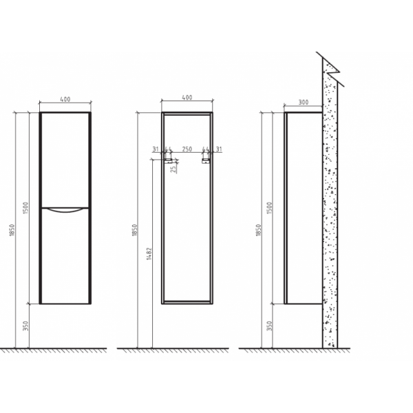 BelBagno LUXURY/SOFT-1500-2A-SC-ME-RIGHT Шкаф-пенал подвесной Metallo