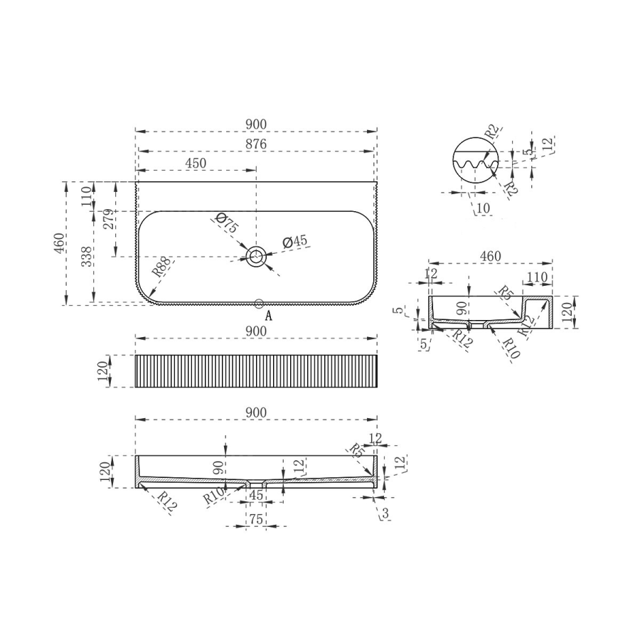 Vincea Solid Surface раковина 90х46 см подвесная VWB-6SG90MW