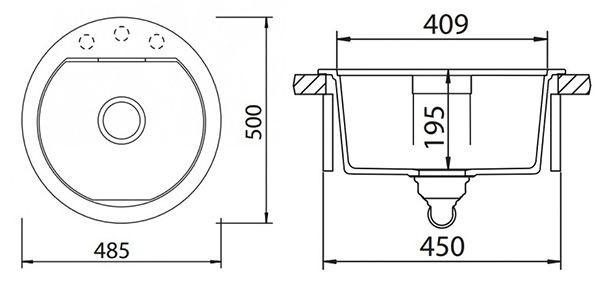 Schock Calypso 45 700781 кухонная мойка поларис 48,5x50 см