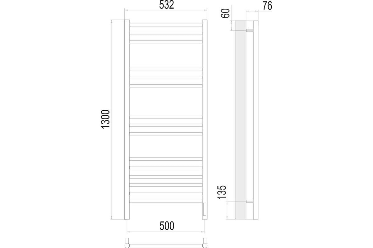 Полотенцесушитель электрический Terminus Аврора Люкс Sensor Quick Touch 530/1300 П15 4670078527233