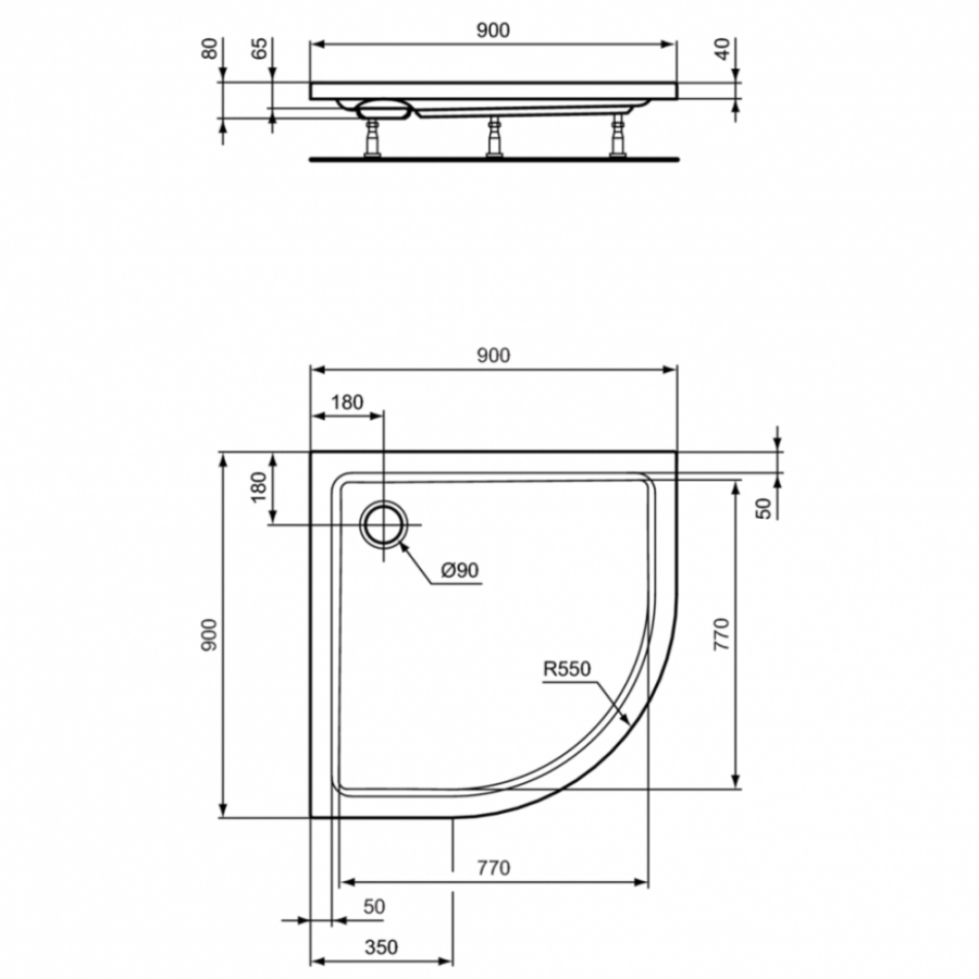 Ideal Standard Hotline душевой поддон 90х90 K278001