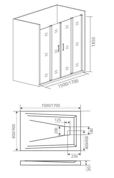 Bas Infinity WTW-TD-150-G-CH Душевые двери 150*185 ИН00035