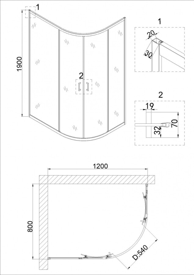Душевой уголок 120x80 Niagara NG 6621-08 66210811