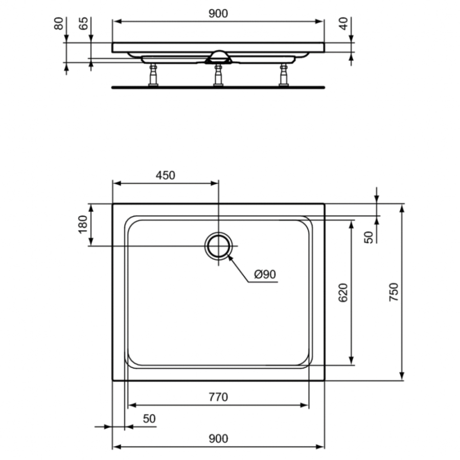 Ideal Standard Hotline душевой поддон 90х75 K277201