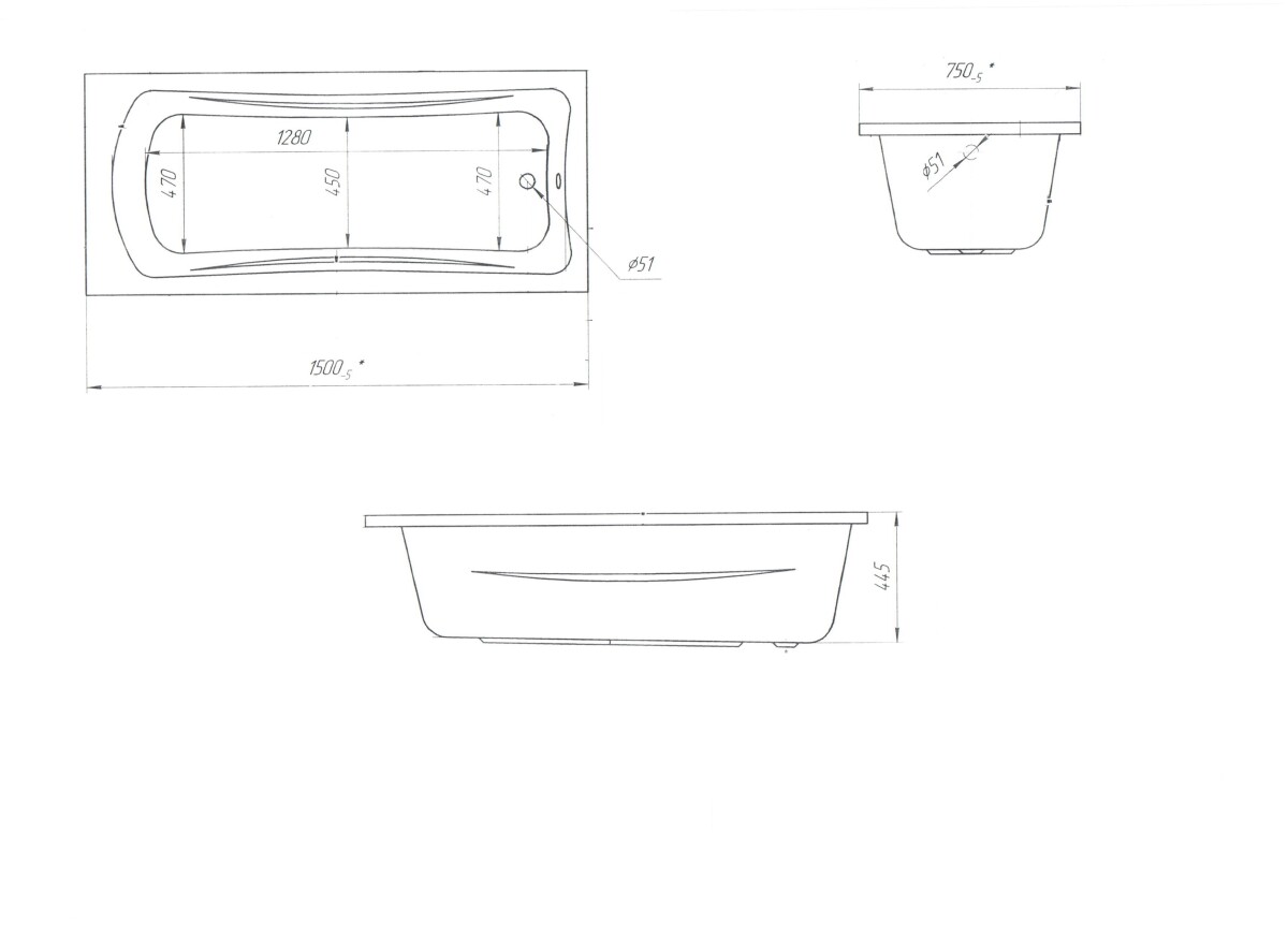 Marka One Prime 150*75 ванна акриловая прямоугольная