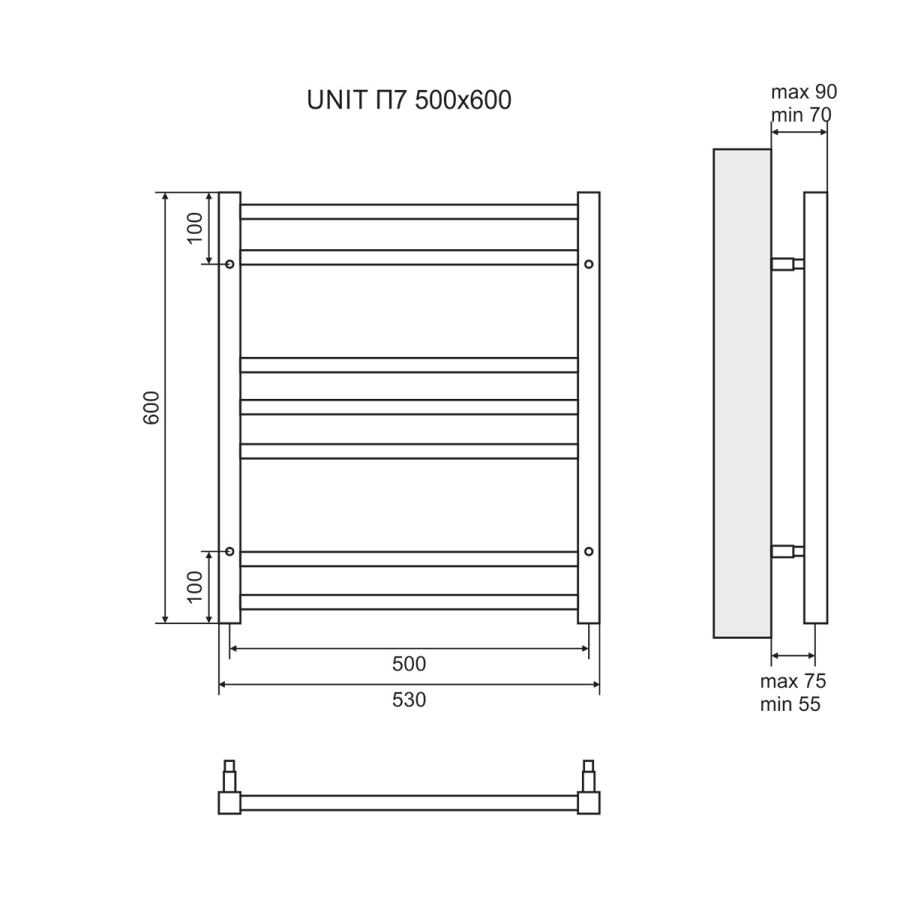 Lemark Unit П7 полотенцесушитель электрический 50х60 LM45607E