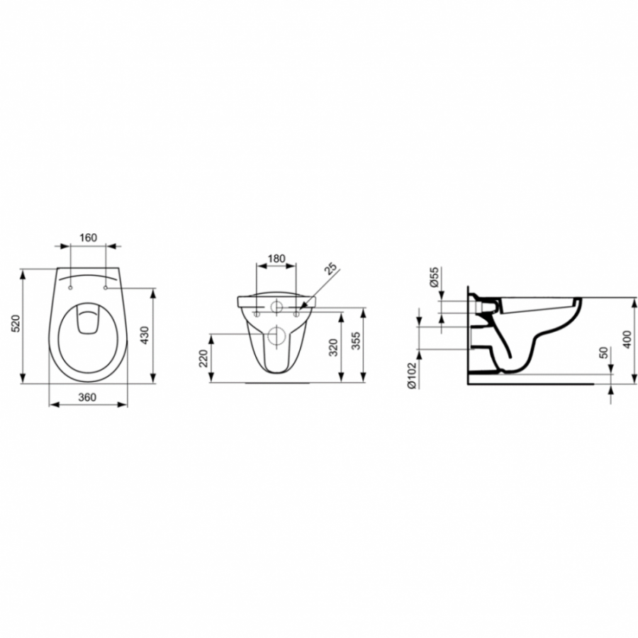 Ideal Standard Evrovit унитаз подвесной W740601