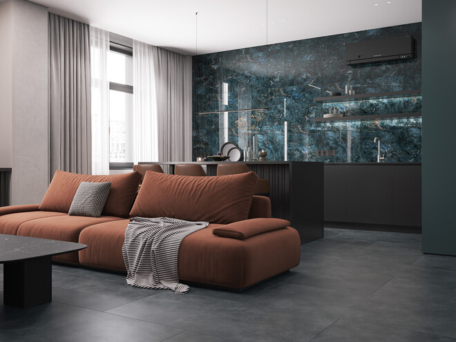 Керамогранит Cersanit Inverno полированный HG синий ректификат 60x120 A17438