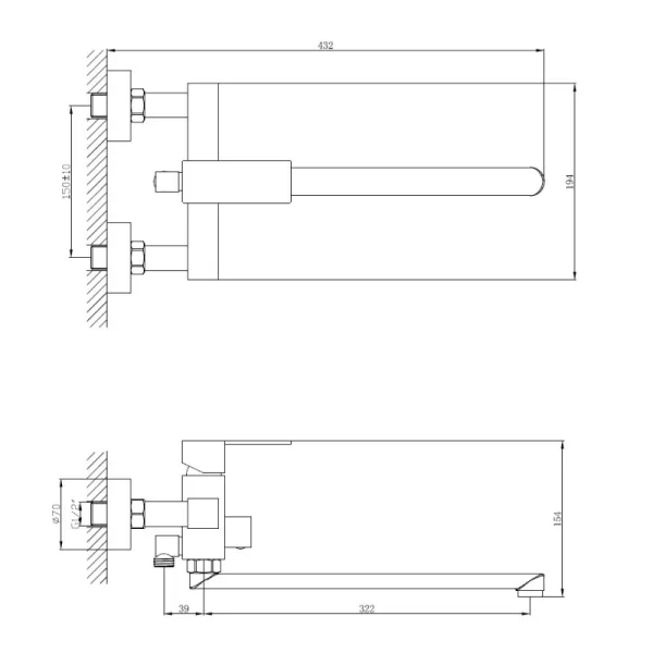 Haiba смеситель для ванны HB22803-7