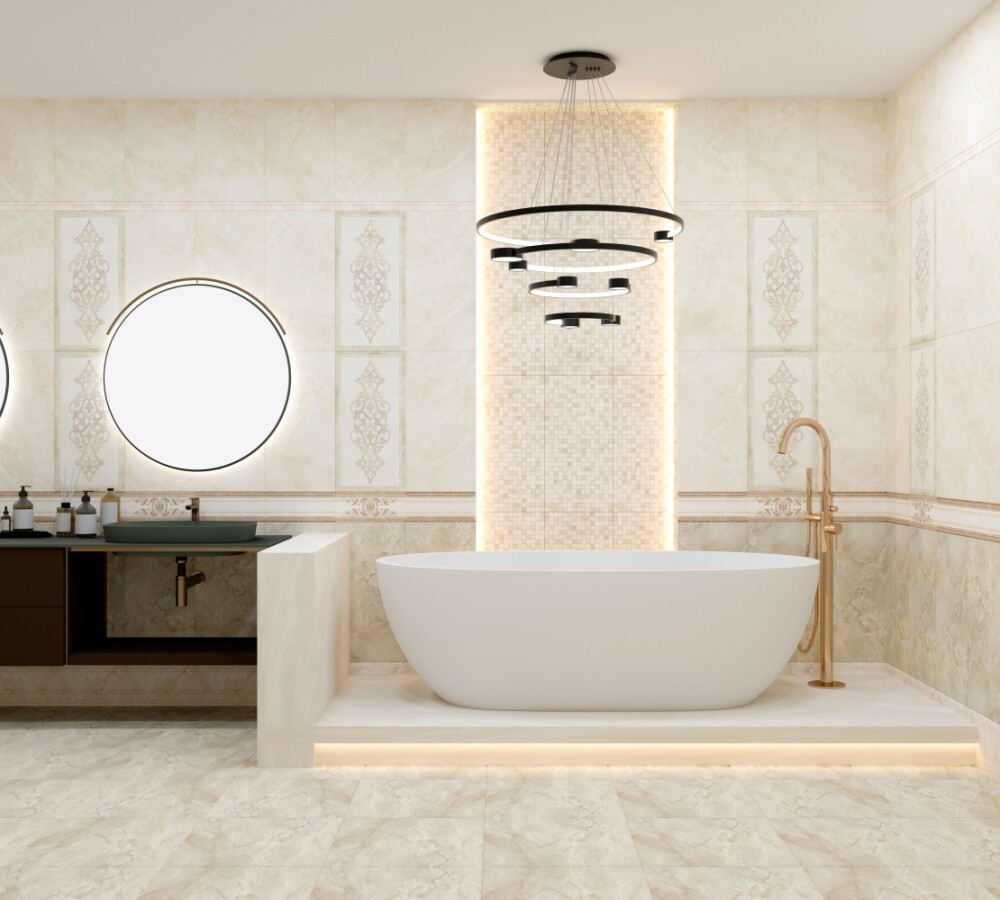 Плитка настенная 486 Eurotile Rimini Бордюр 1,4x40 (золото)