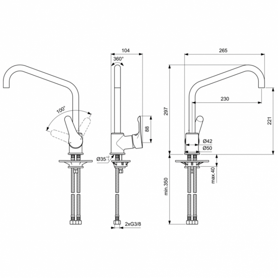 Ideal Standard Alpha смеситель для кухни BC660AA