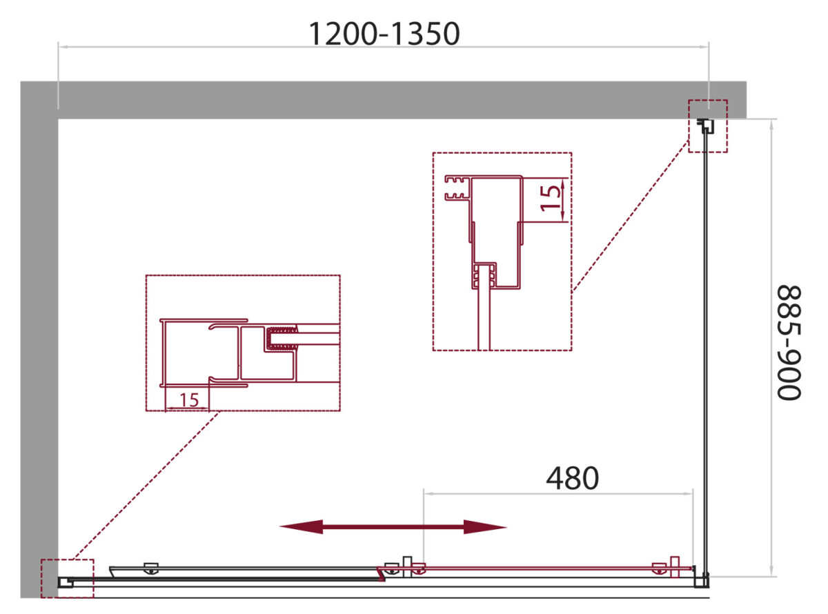 BelBagno UNIQUE-AH-1-120/135-90-C-Cr душевое ограждение